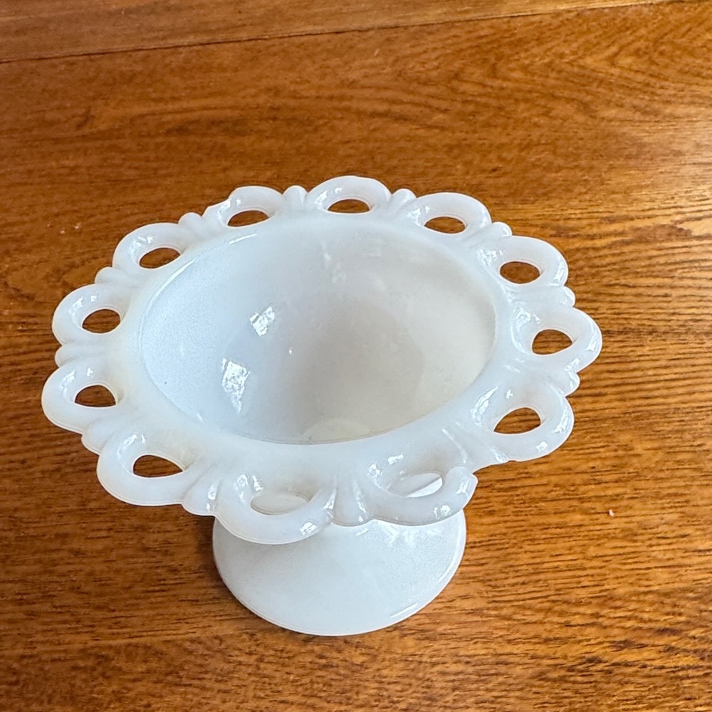 Elegant White Glass Compote Dish
